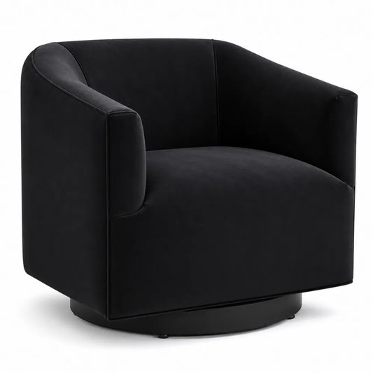 Poltrona girevole in velluto nero