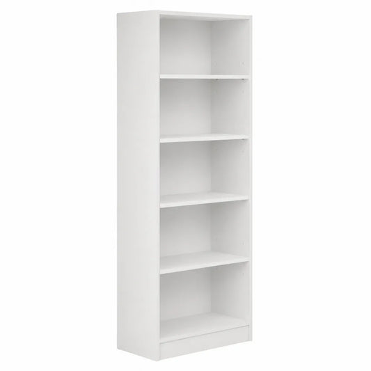 Libreria Bianca a 5 Ripiani in Legno MDF 180x60x30 cm