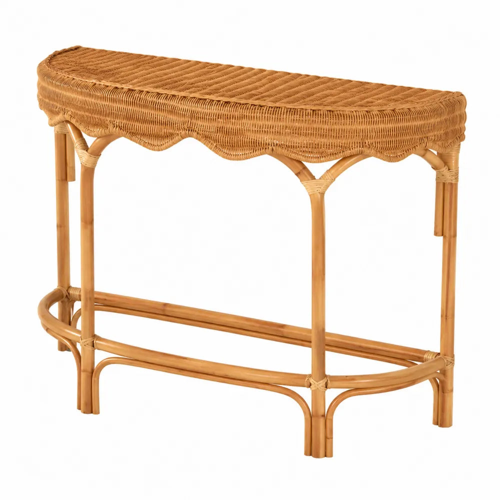 Consolle Semicircolare in Rattan e Bambù