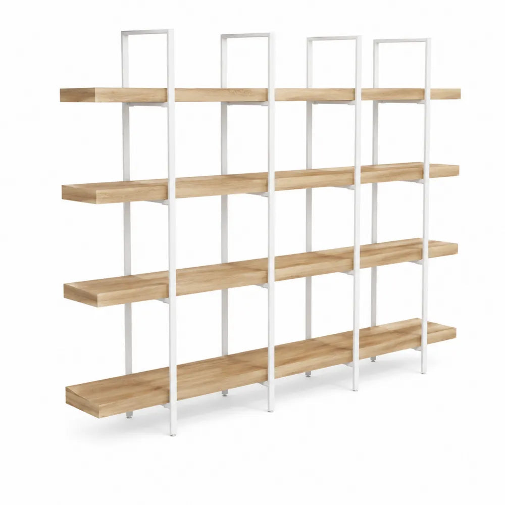 Scaffale a 4 Ripiani in Legno e Metallo