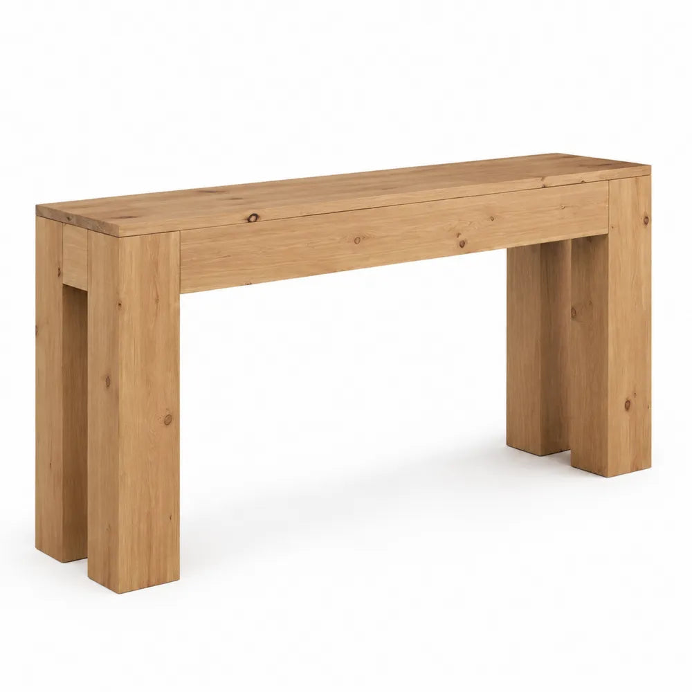 Consolle rettangolare in legno massello di pino 120x40x80 cm